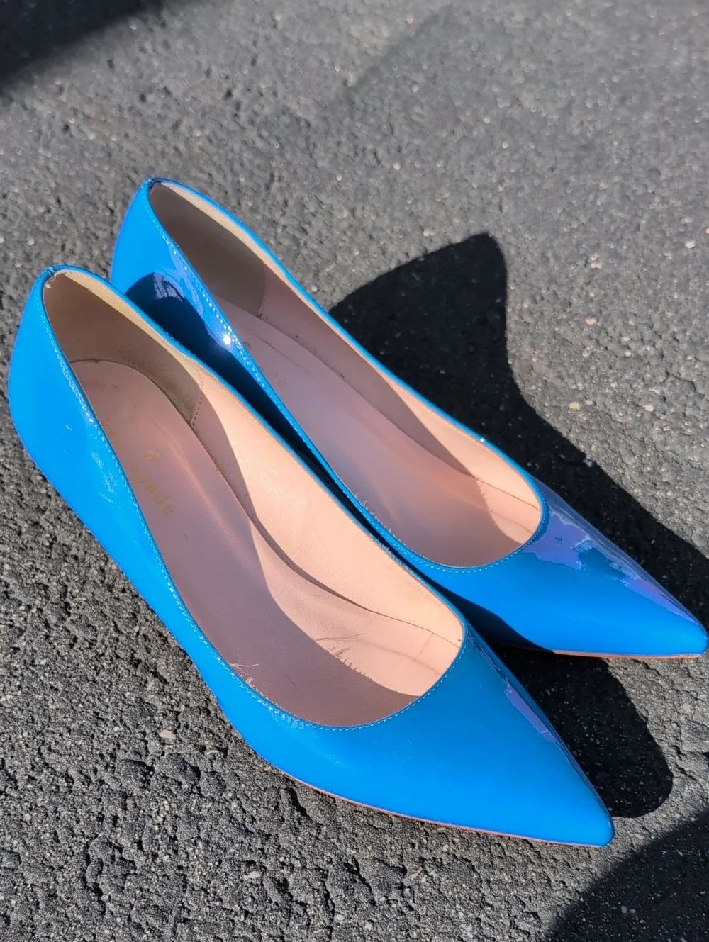 Kate Spade Blue Patent Leather Pointed-Toe Heels woman size 6.5